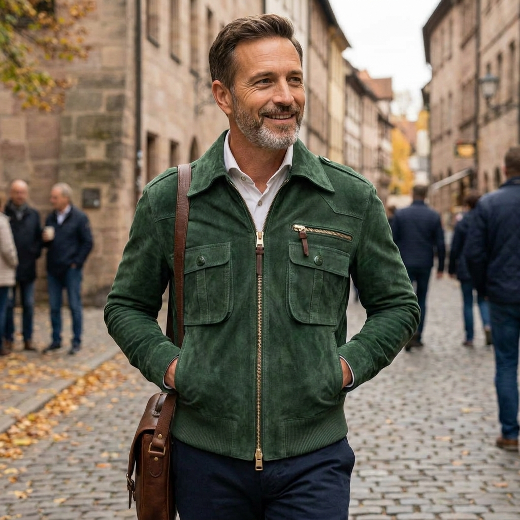 Men's Retro Lapel Suede Jacket lifestyle