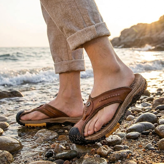 Water Resistant Toe Flip Flops for Men lifestyle