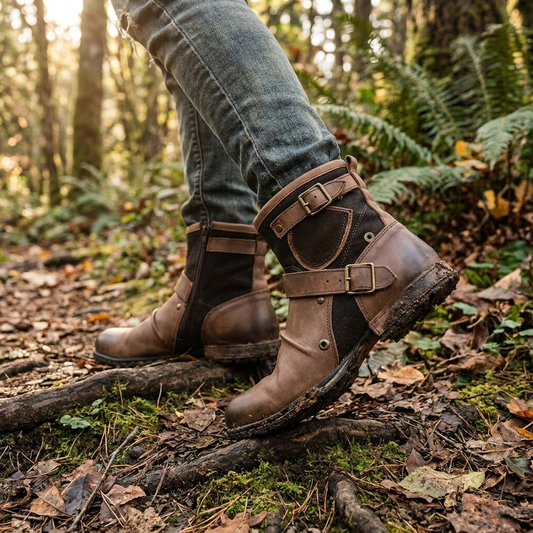 Men's Vintage Style Buckled Ankle Boots lifestyle