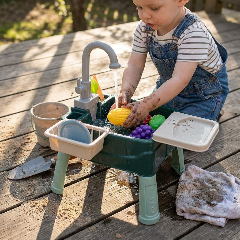 Childrens Play Kitchen with Flowing Water Feature lifestyle
