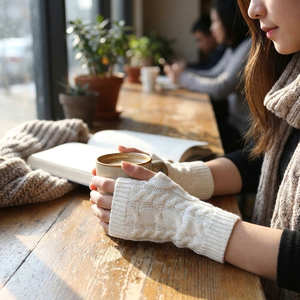 Knit Womens Winter Fingerless Gloves lifestyle