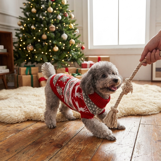 Knitted Dog Christmas Sweater lifestyle