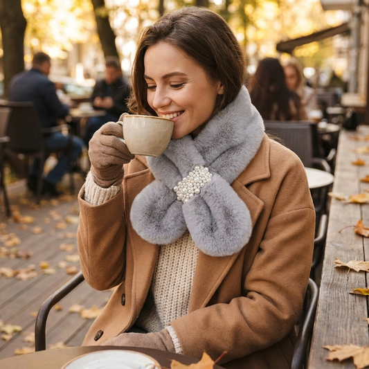 Luxury Faux Fur Pearl Winter Scarf lifestyle