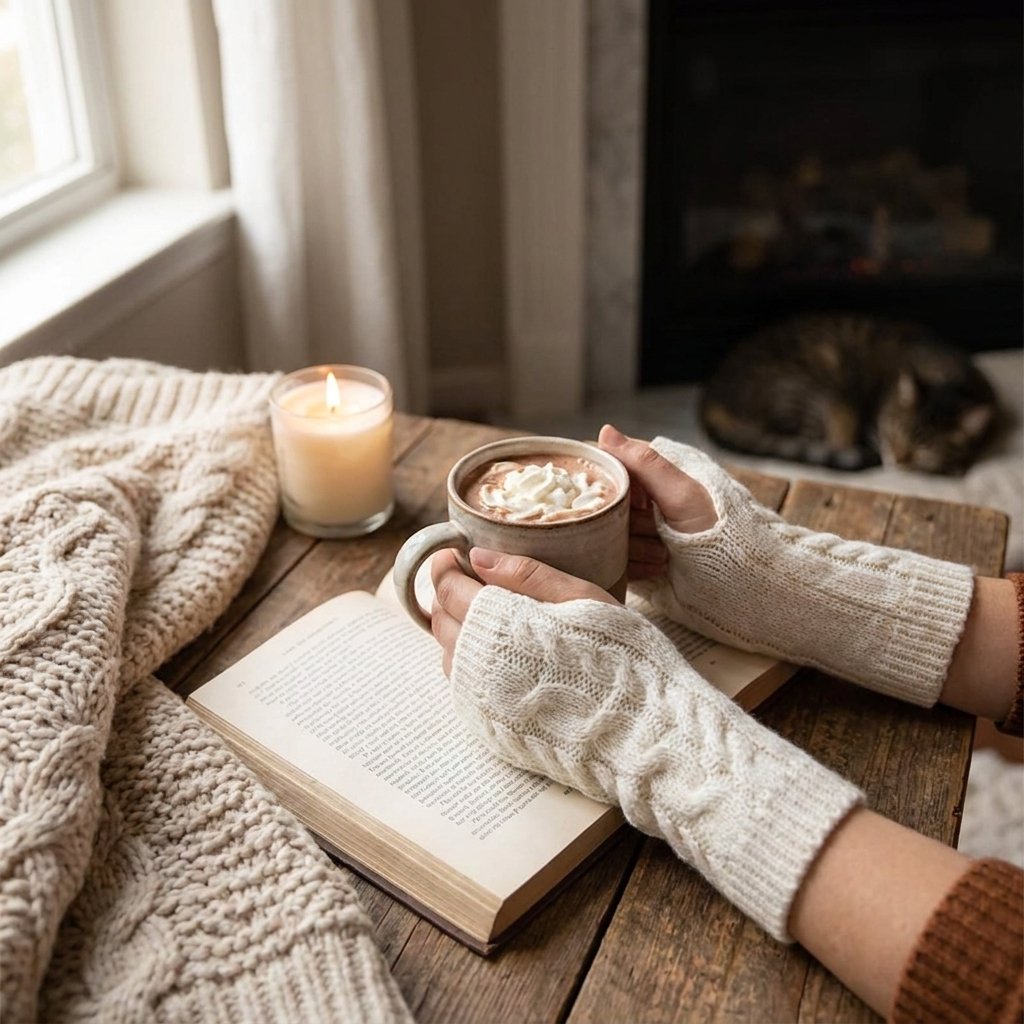 Knit Womens Winter Fingerless Gloves lifestyle