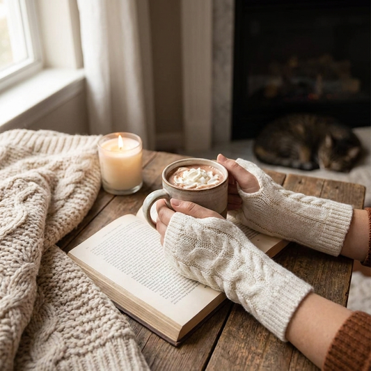 Knit Womens Winter Fingerless Gloves lifestyle