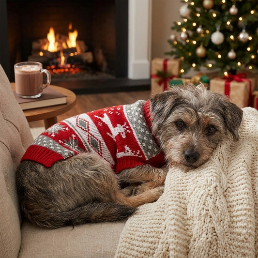 Knitted Dog Christmas Sweater for Small Pets lifestyle