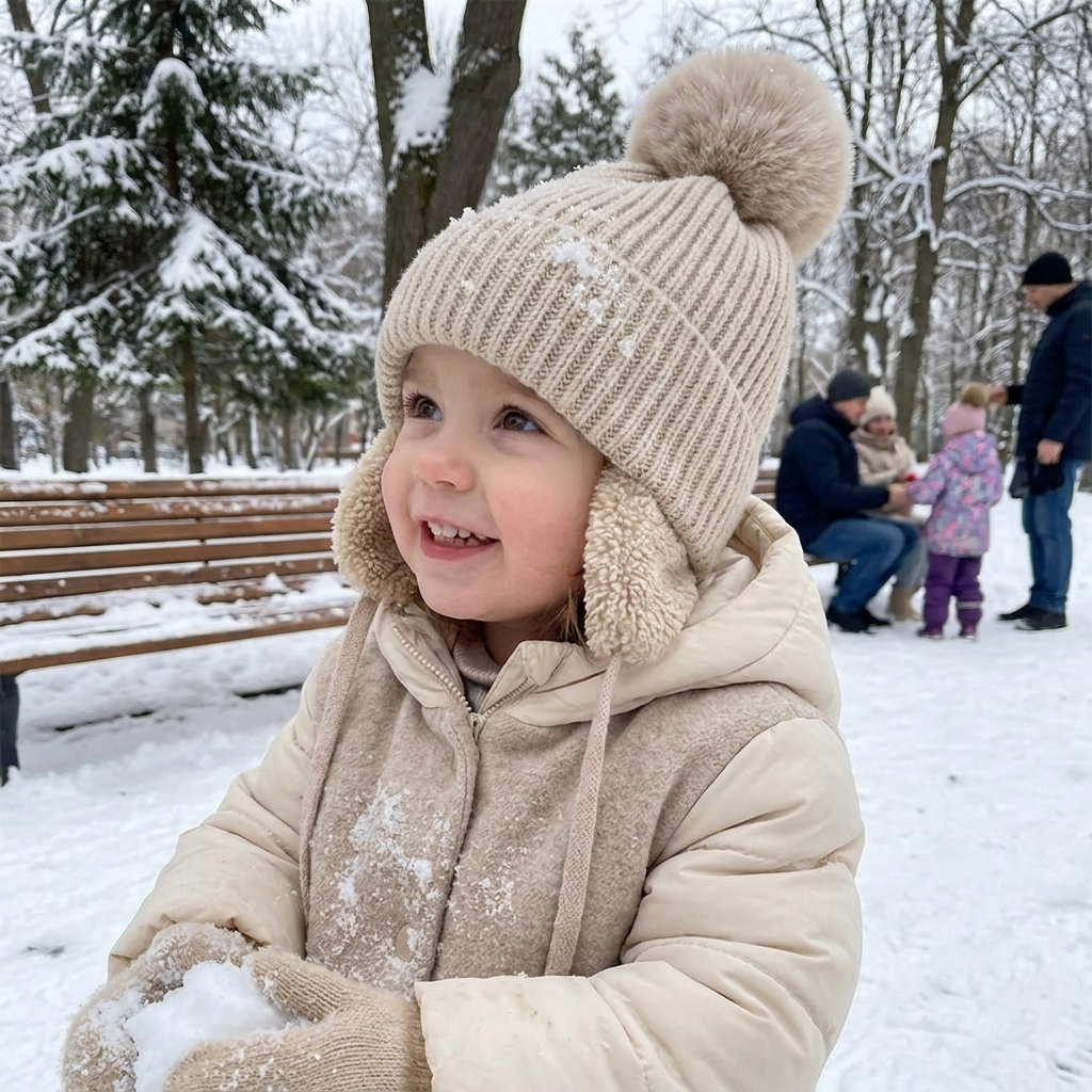 Kids Knit Beanie Winter Hat with Earflaps lifestyle