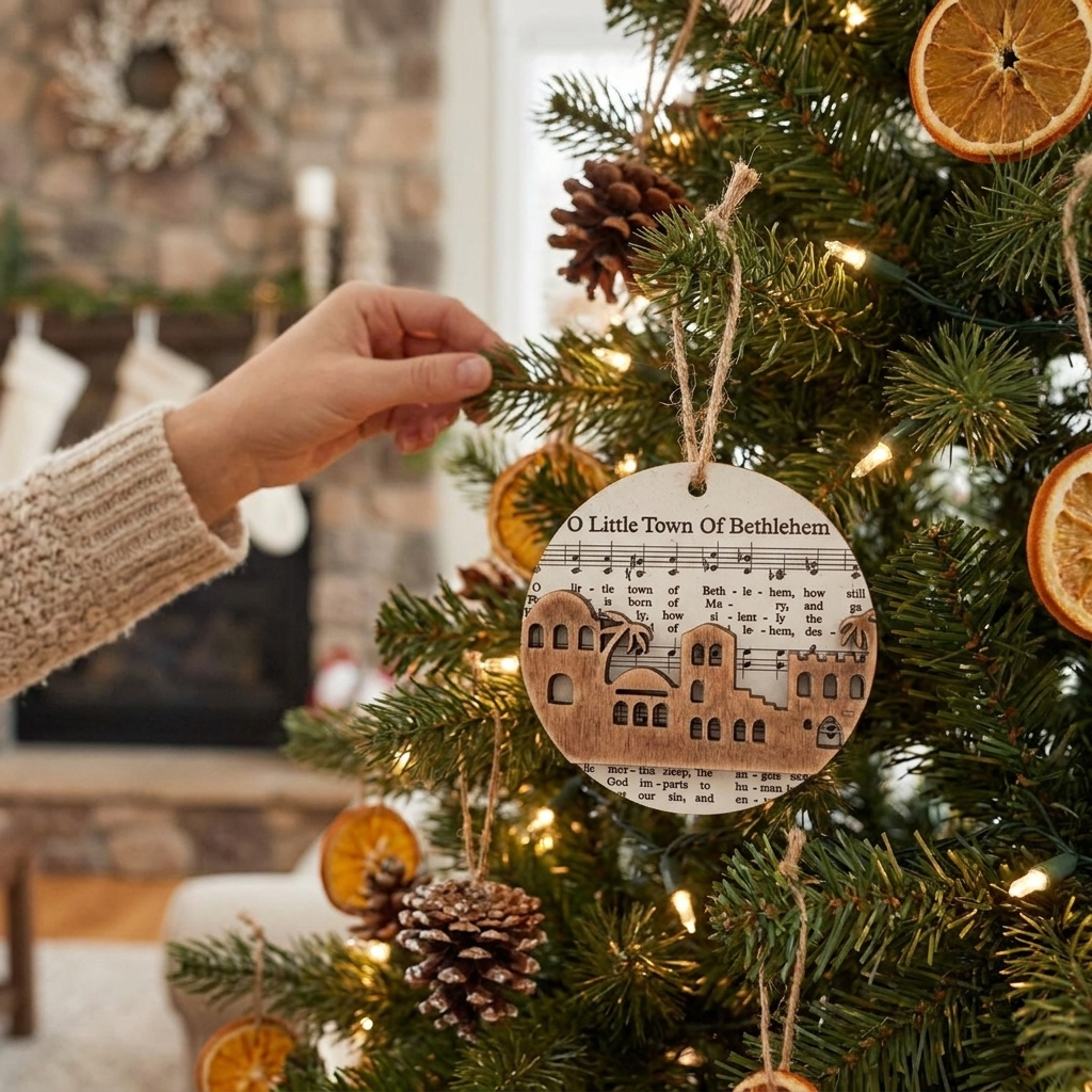 Nativity-Themed Music Sheet Ornament Collection lifestyle