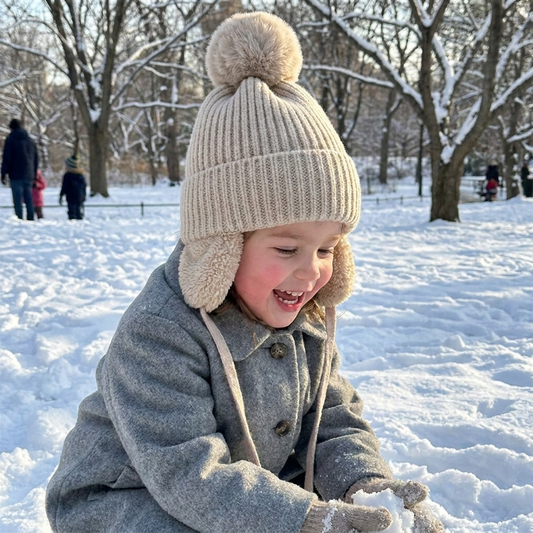 Kids Knit Beanie Winter Hat with Earflaps lifestyle