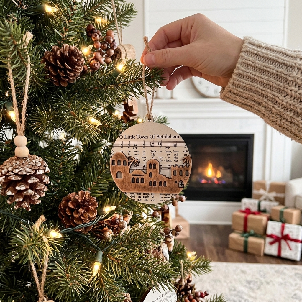 Nativity-Themed Music Sheet Ornament Collection lifestyle