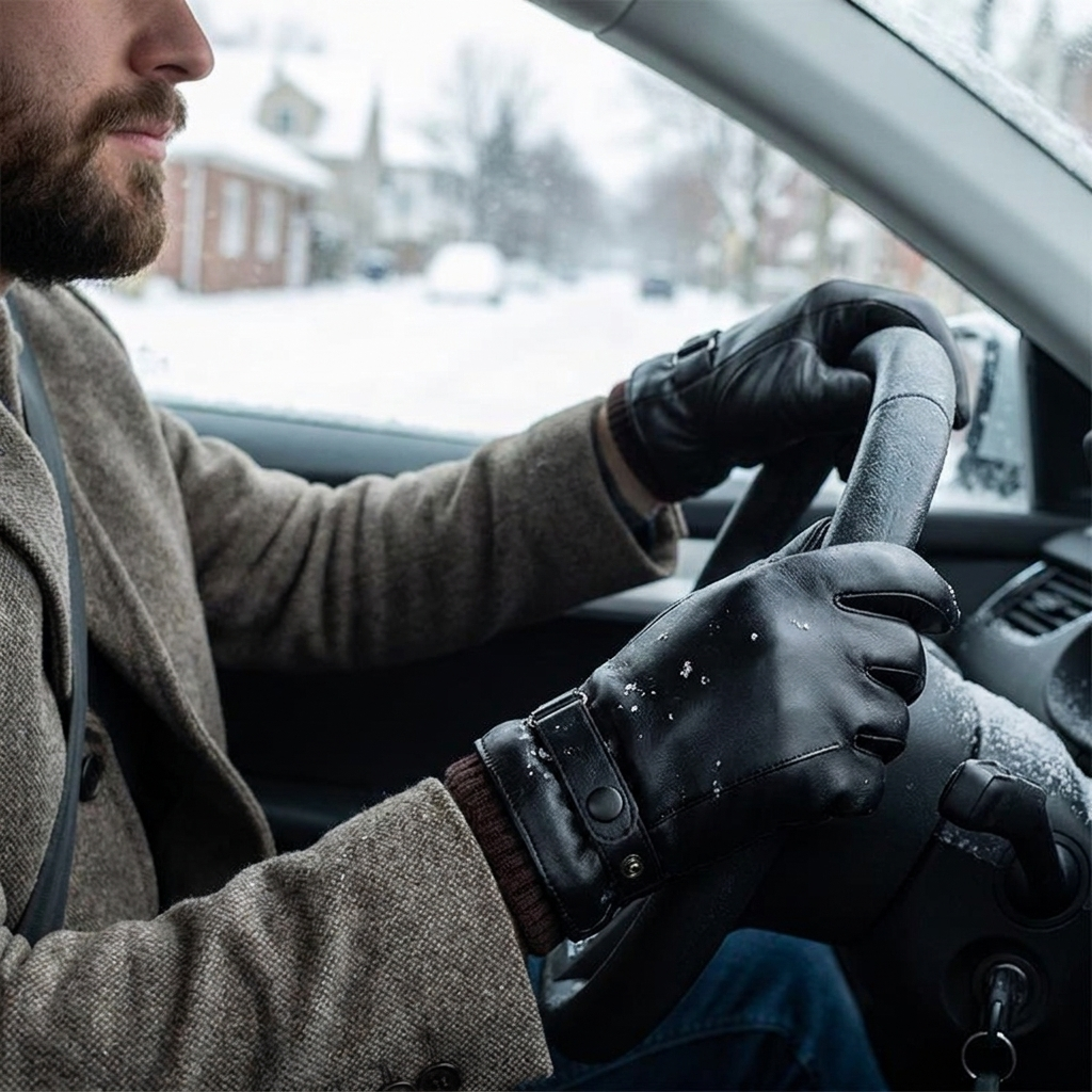 Touch Screen Mens Leather Gloves for Winter lifestyle