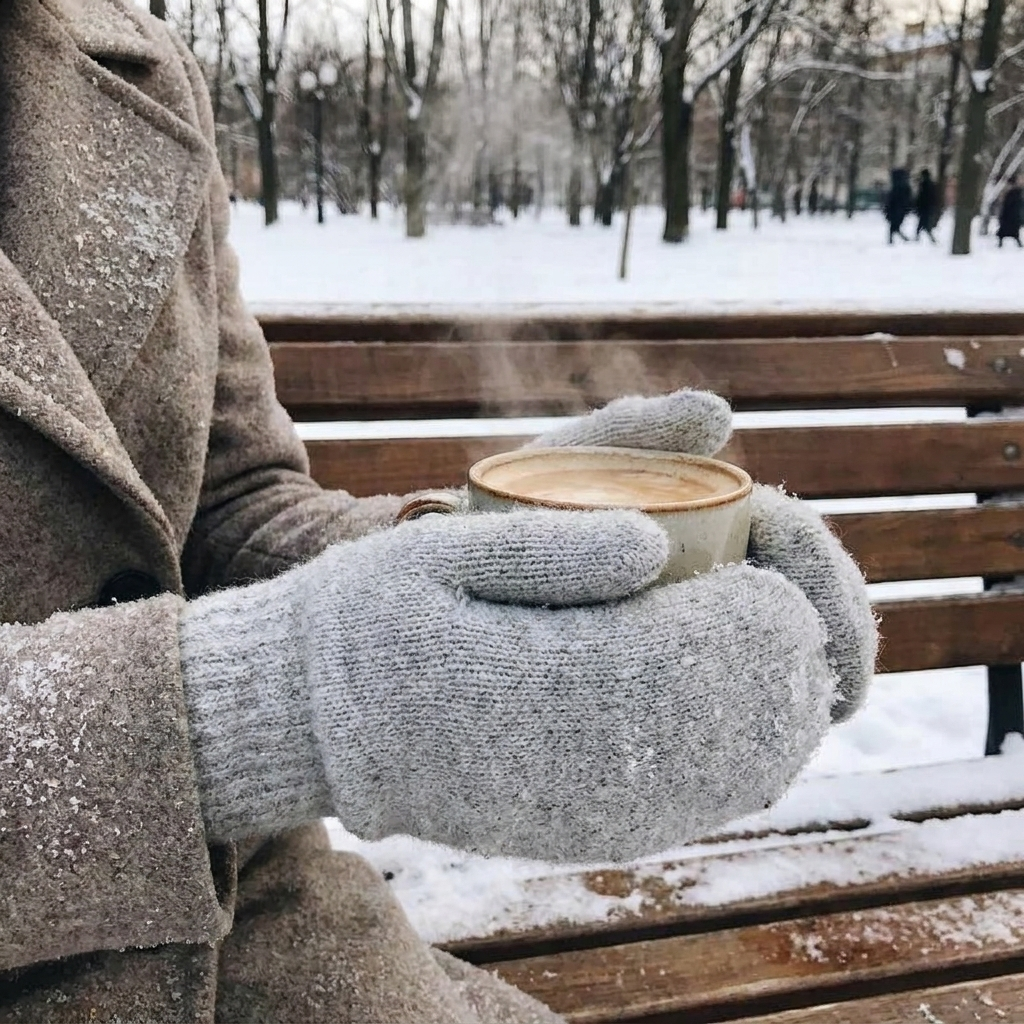 Cashmere Knit Mittens Winter for Women lifestyle