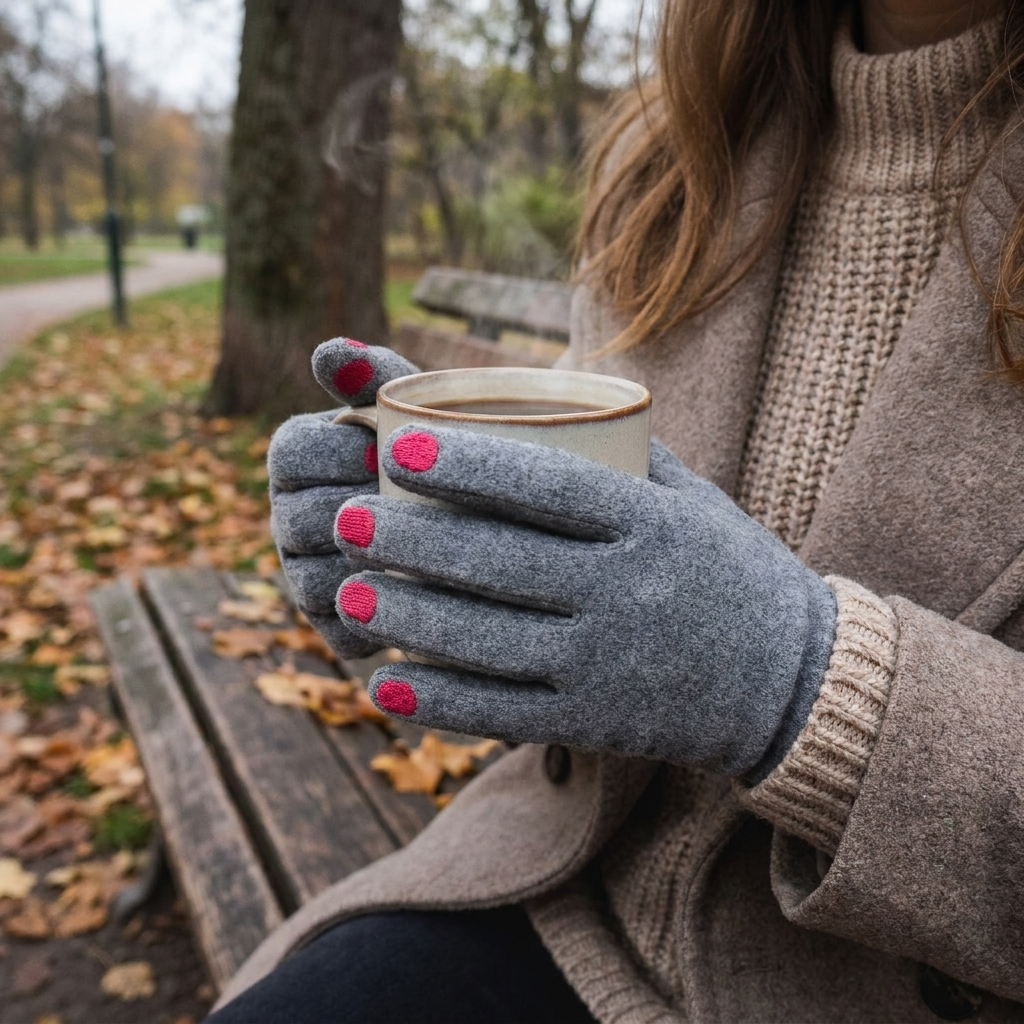 Touch Screen Winter Gloves with Nail Polish Design lifestyle