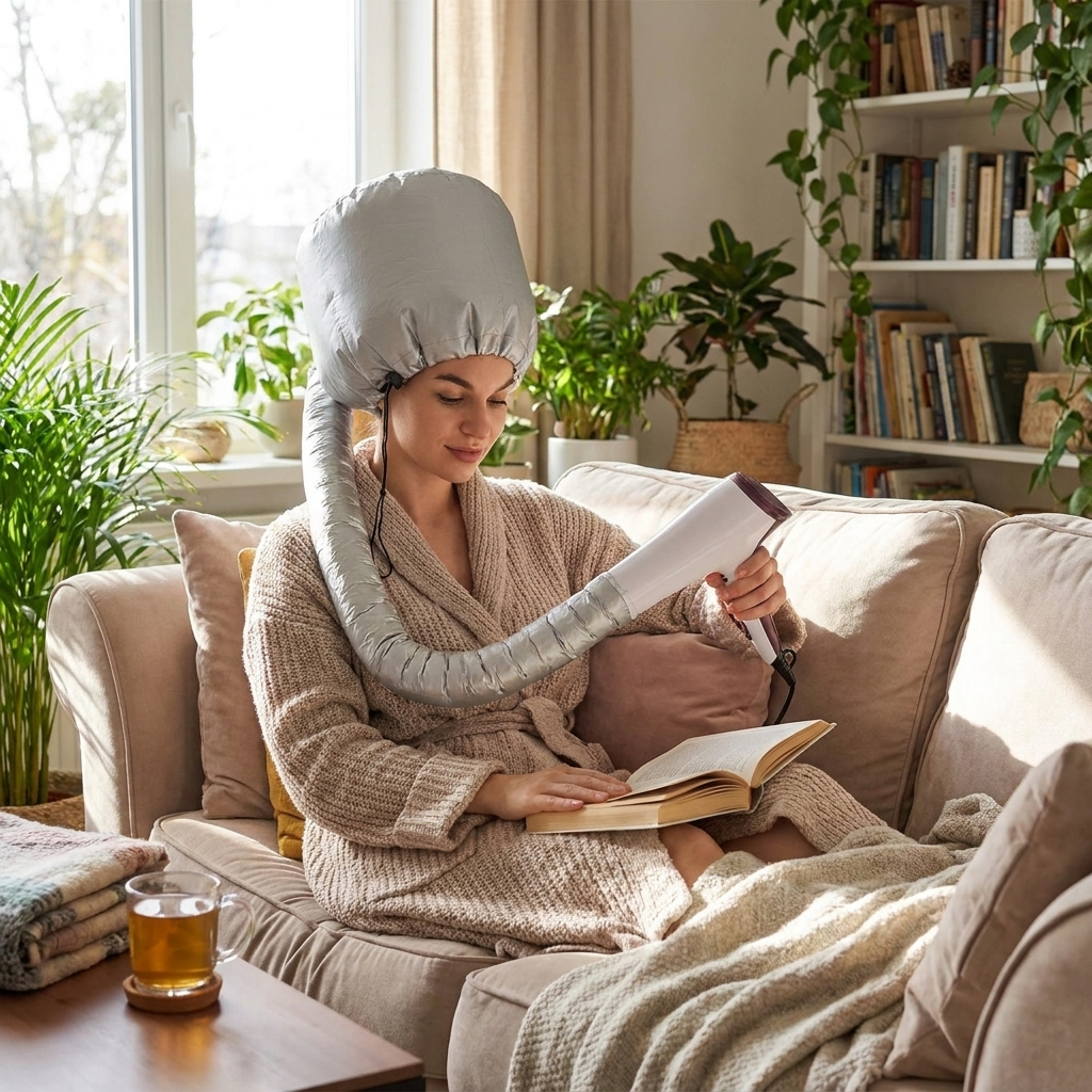 Portable Hair Bonnet Dryer Cap lifestyle