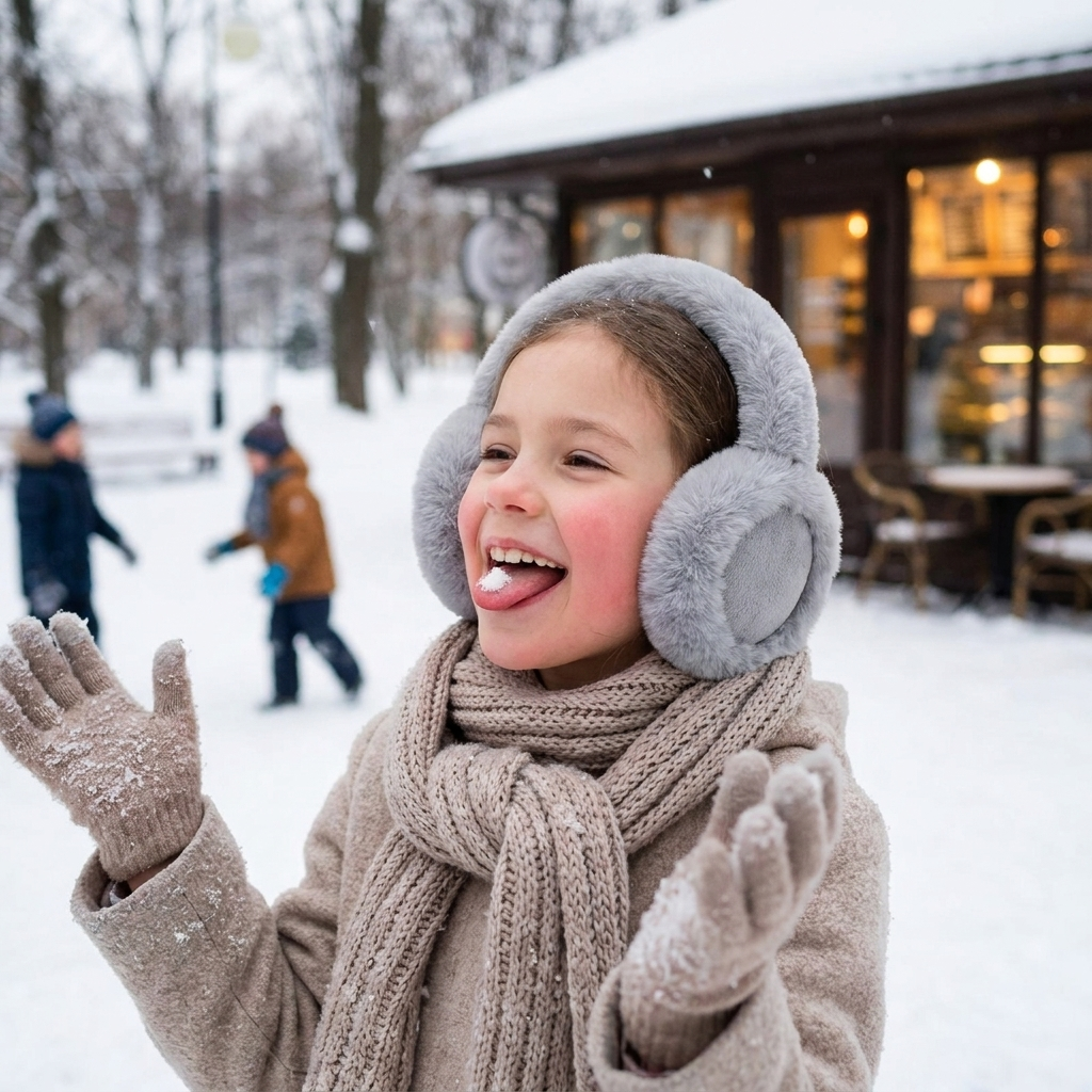 Plush Winter Ear Muffs with Earpiece lifestyle