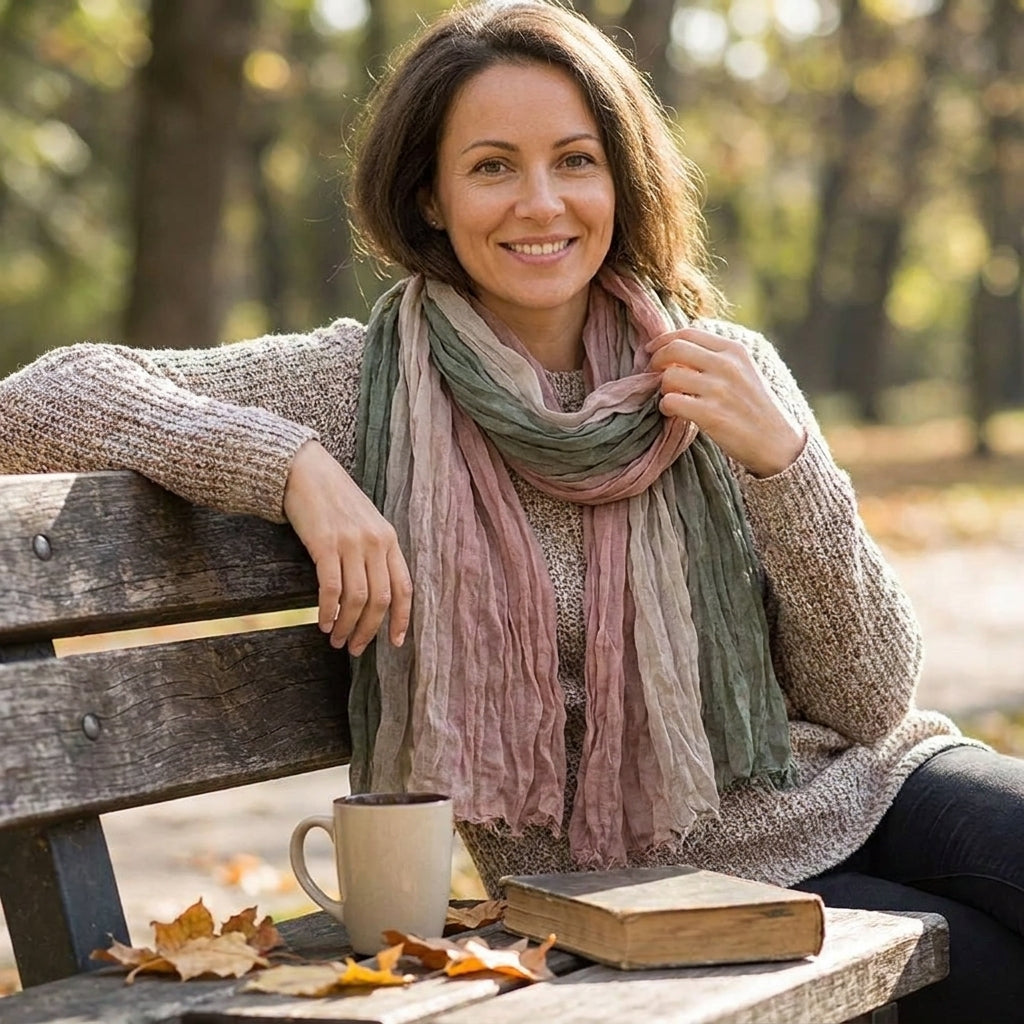 Soft Gradient Cotton Shawl lifestyle