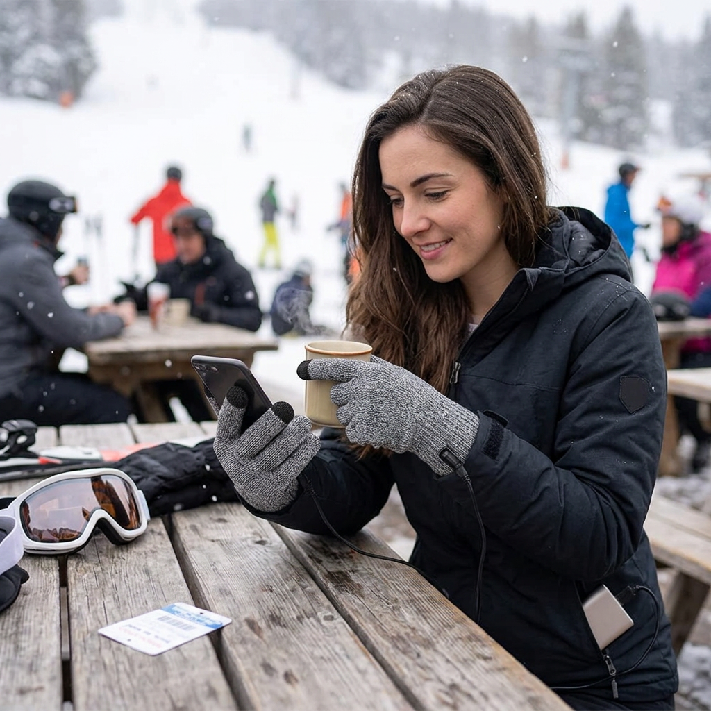 USB Touchscreen Heated Gloves lifestyle