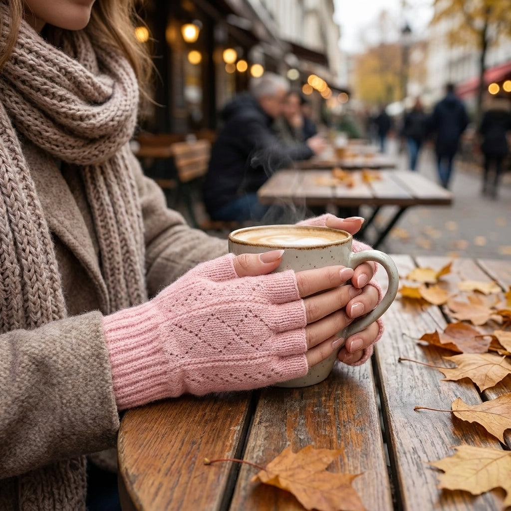 Soft Knit Fingerless Gloves lifestyle