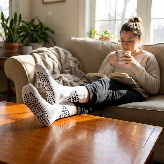 S-Grip White Compression Socks lifestyle