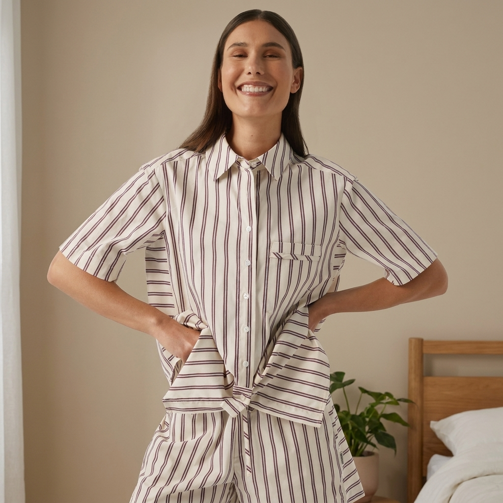 Short Sleeve Shirt - Cream worn