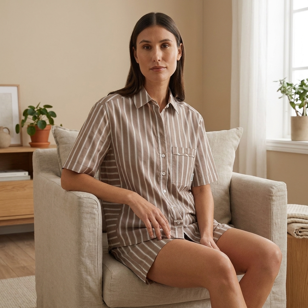 Short Sleeve Shirt - Hazelnut worn