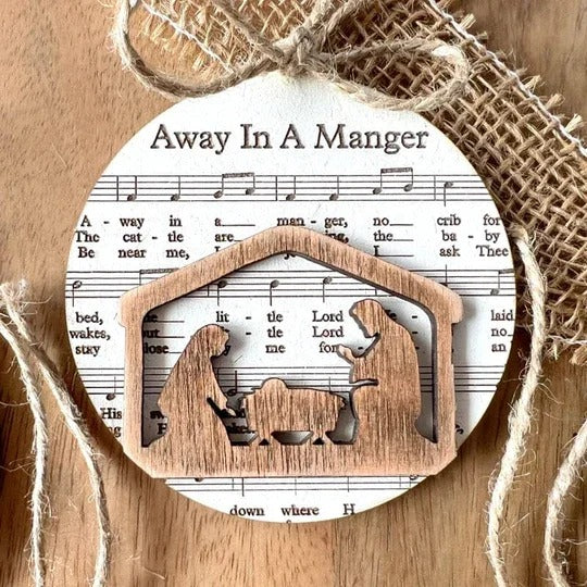 Nativity-Themed Music Sheet Ornament Collection
