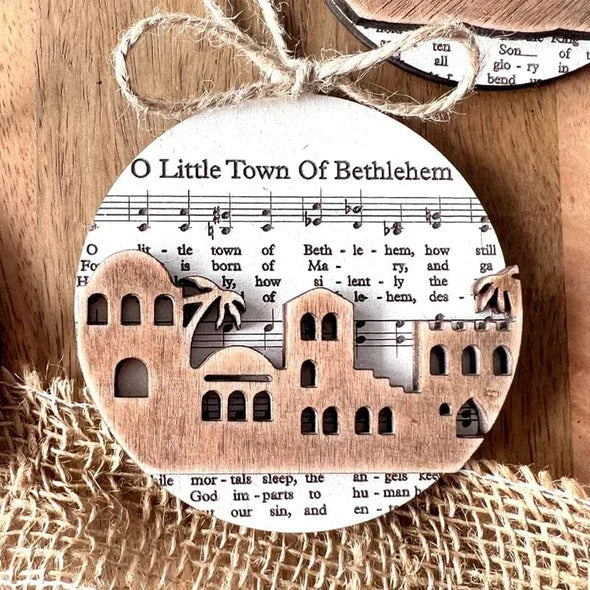 Nativity-Themed Music Sheet Ornament Collection