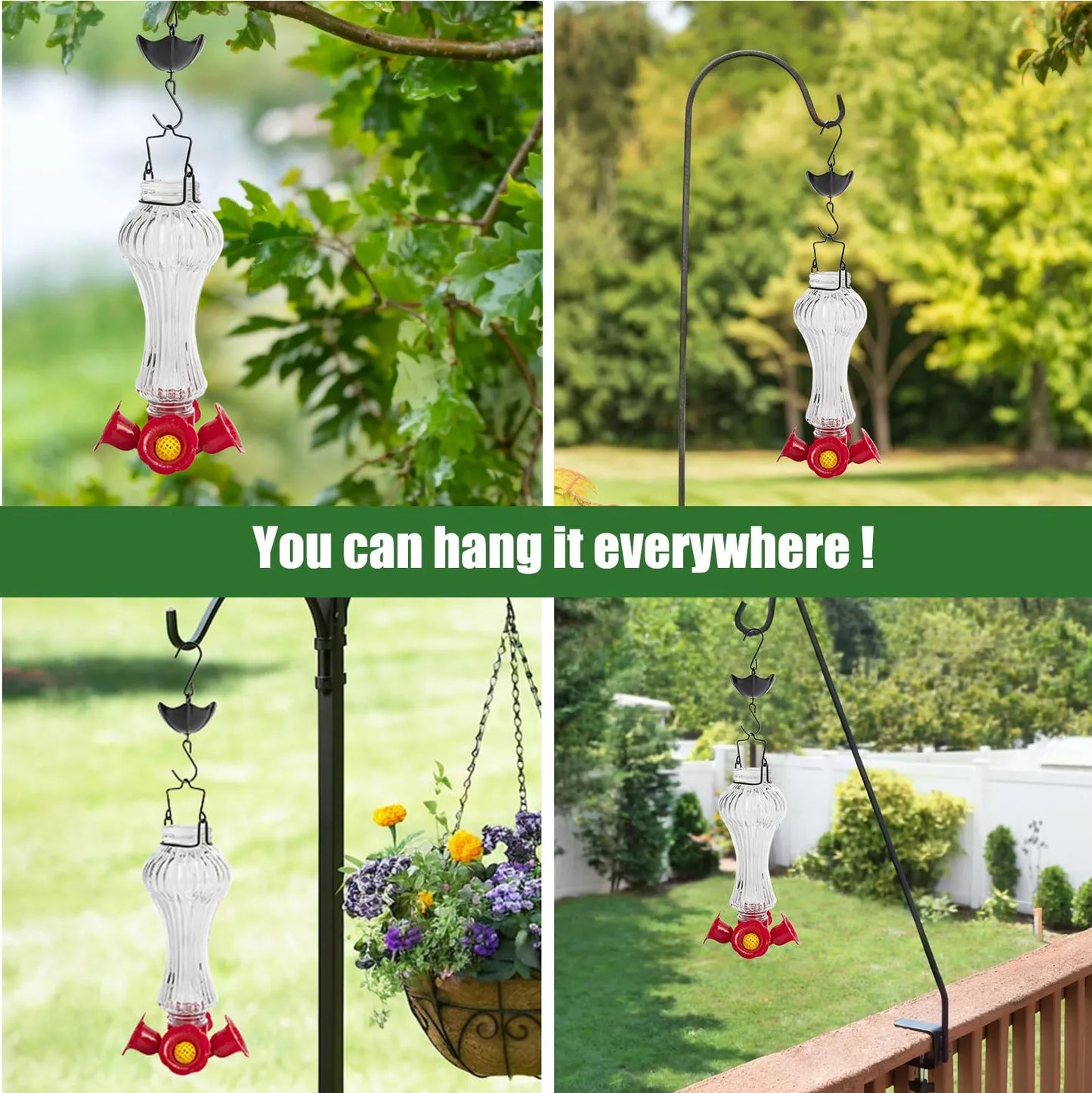 Flowers Glass Hummingbird Feeder With Ant