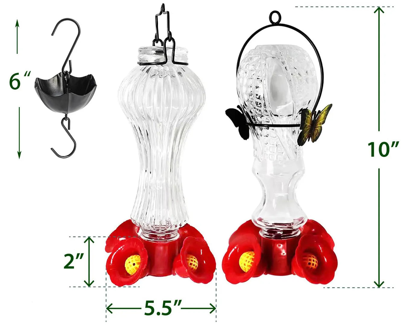 Flowers Glass Hummingbird Feeder With Ant