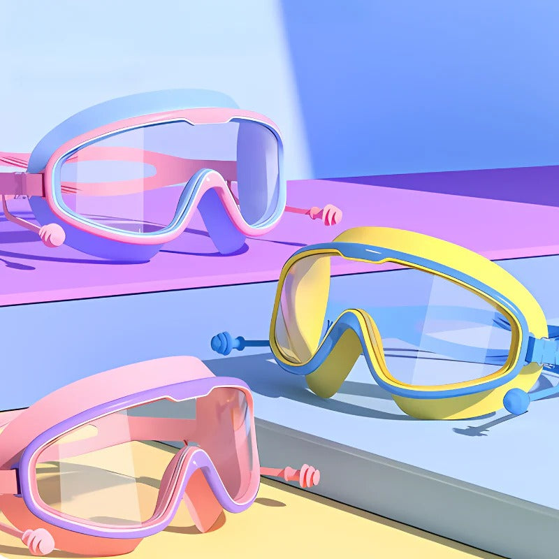 Kids Swim Goggles with Anti-Fog Lenses and Wide View