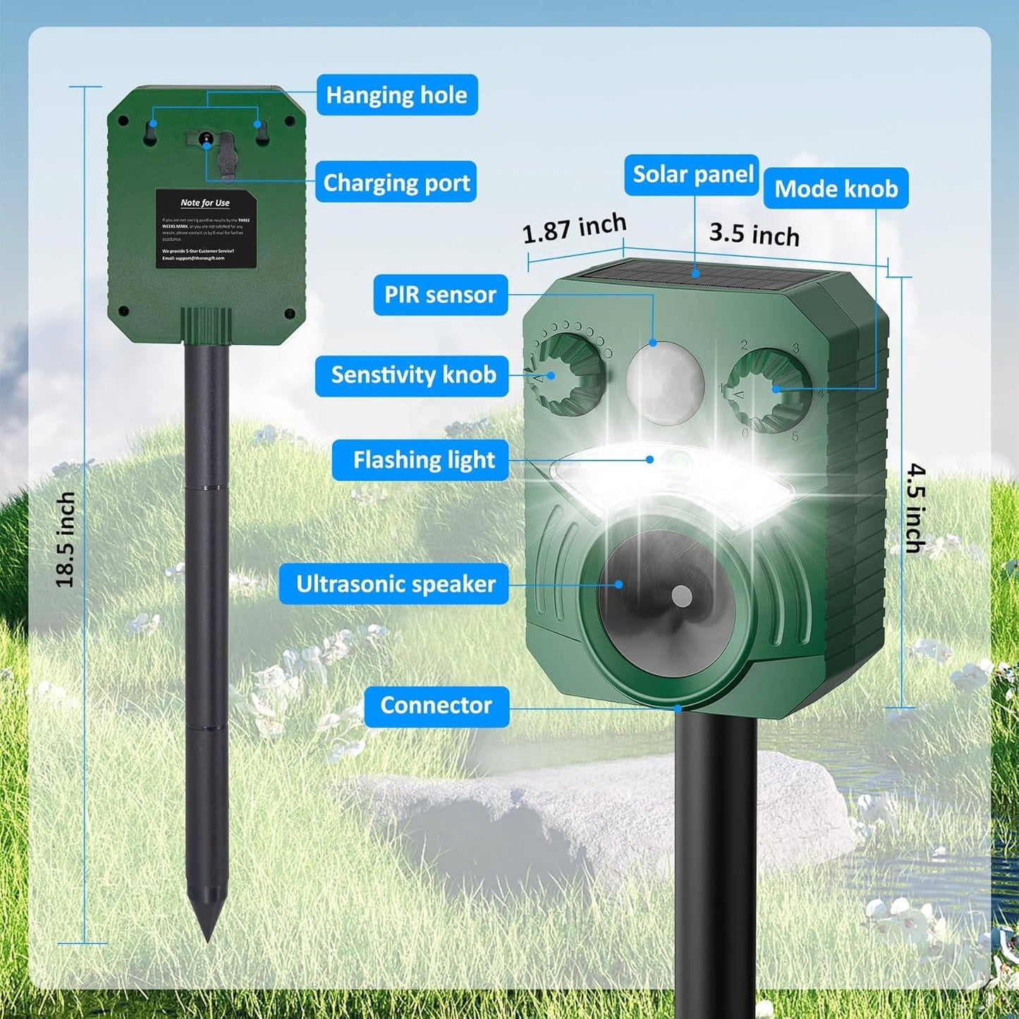 Ultrasonic Outdoor Cat And Dog Deterrent