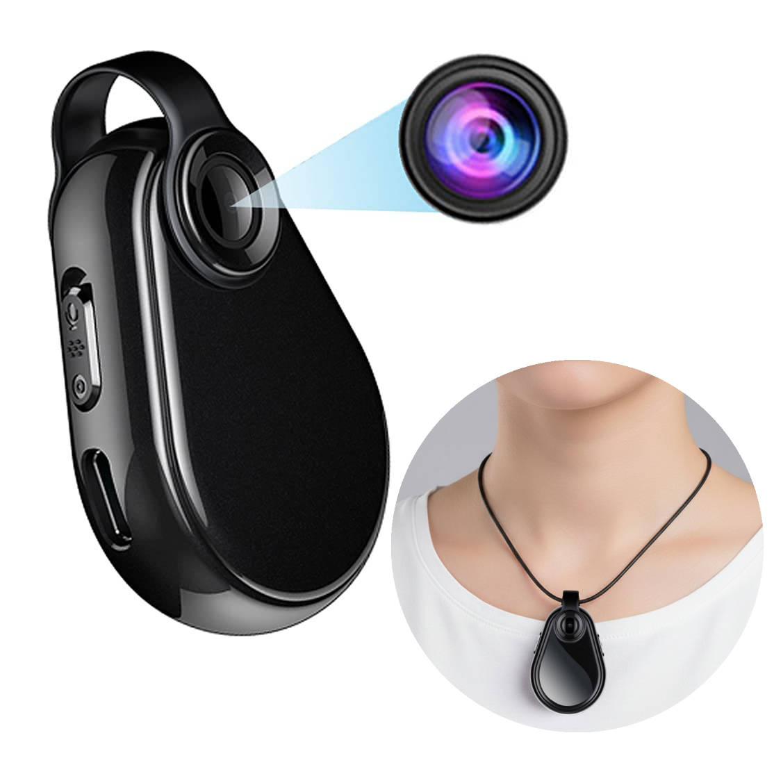 Hidden Camera Necklace with Audio and Video
