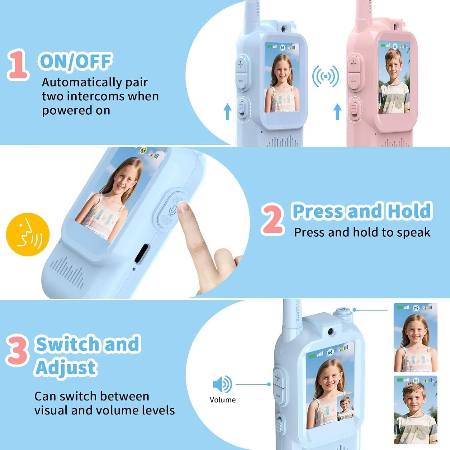 Kids Walkie Talkies Video Voice & Chat 2 Set