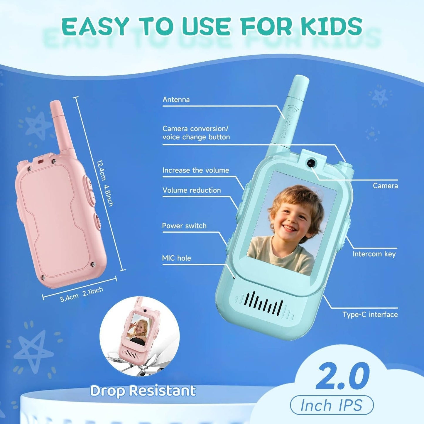 Kids Walkie Talkies Video Voice & Chat 2 Set