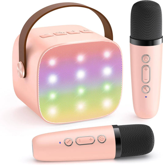 Mini Karaoke Machine with 2 Wireless Microphones