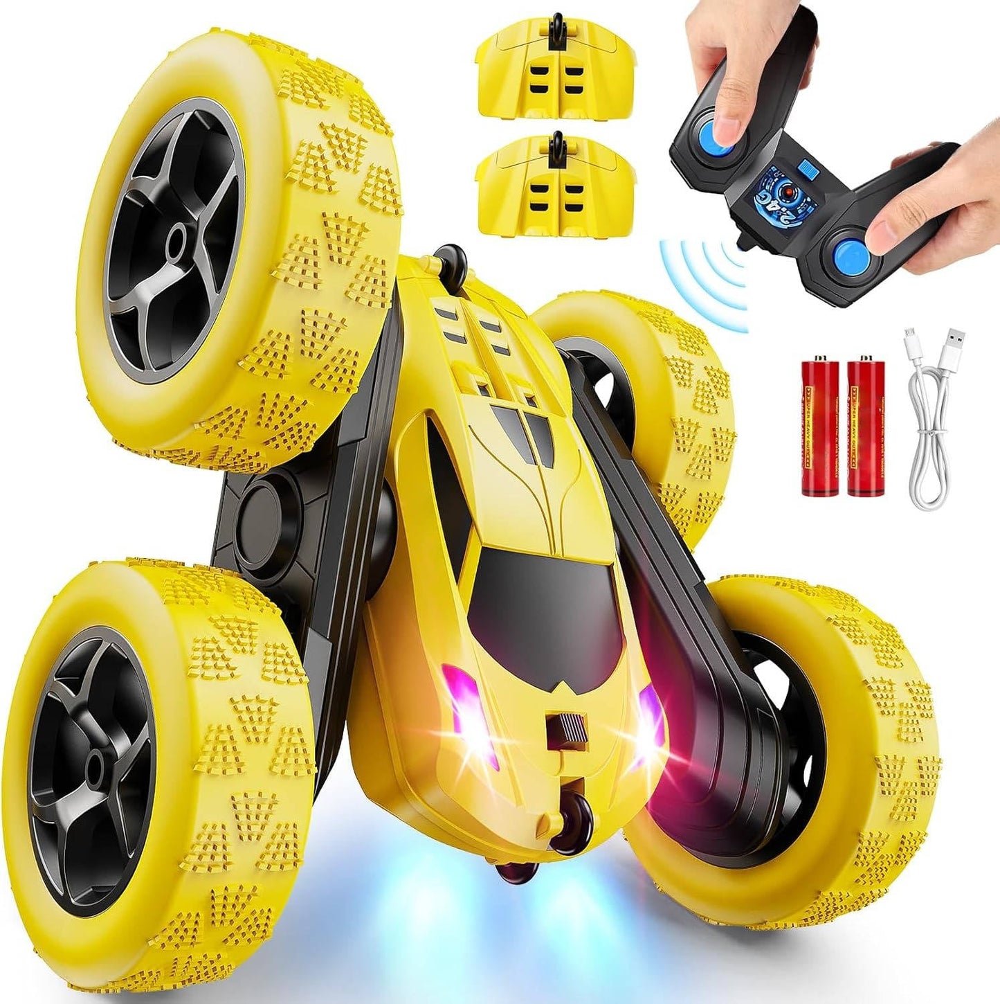 RC Cars Toys for Kids Ages 6 to 12 with LED Lights & 360° Flips