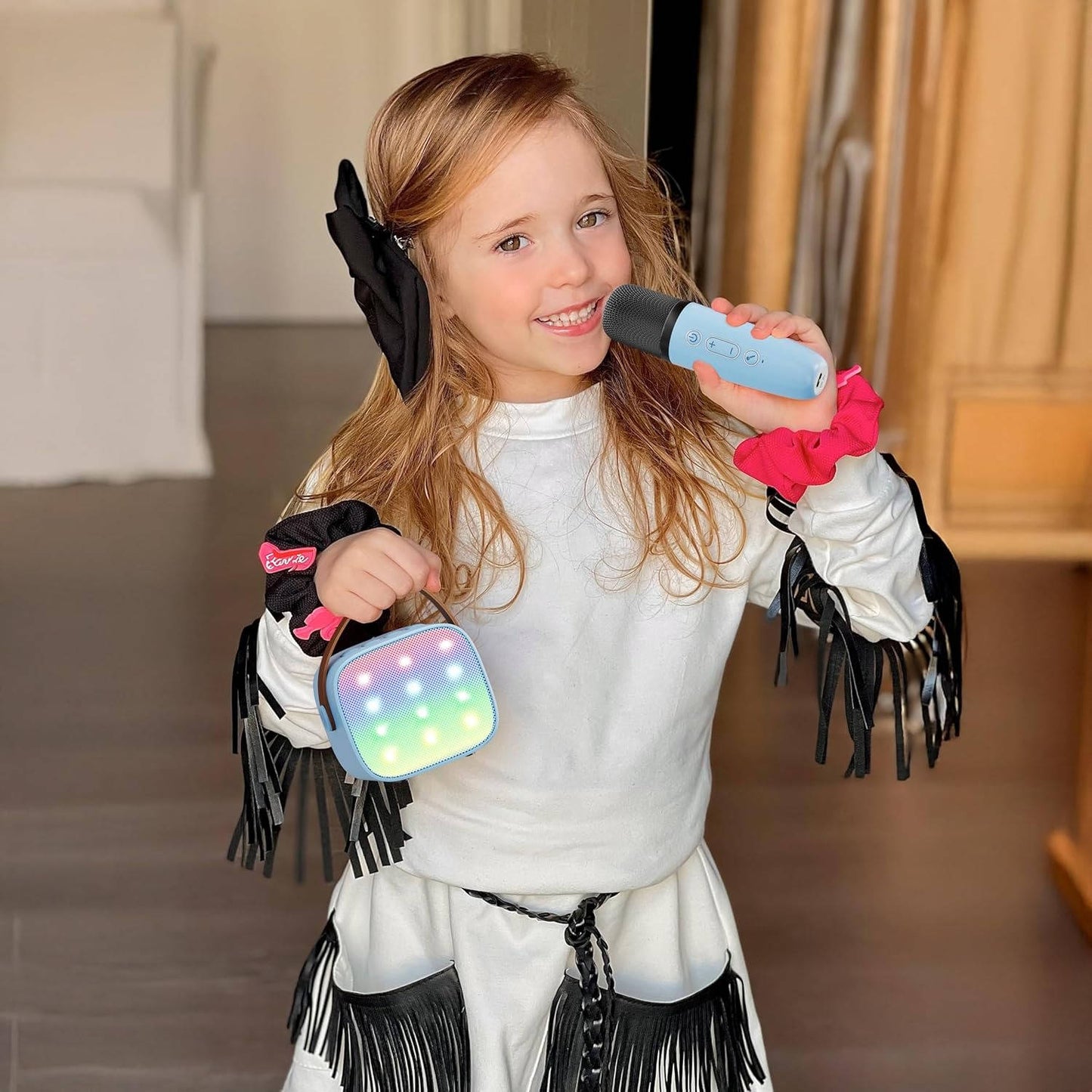Mini Karaoke Machine with 2 Wireless Microphones