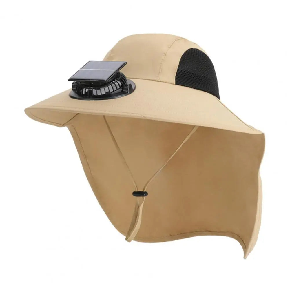 Solar Fan Hat with Wide Brim