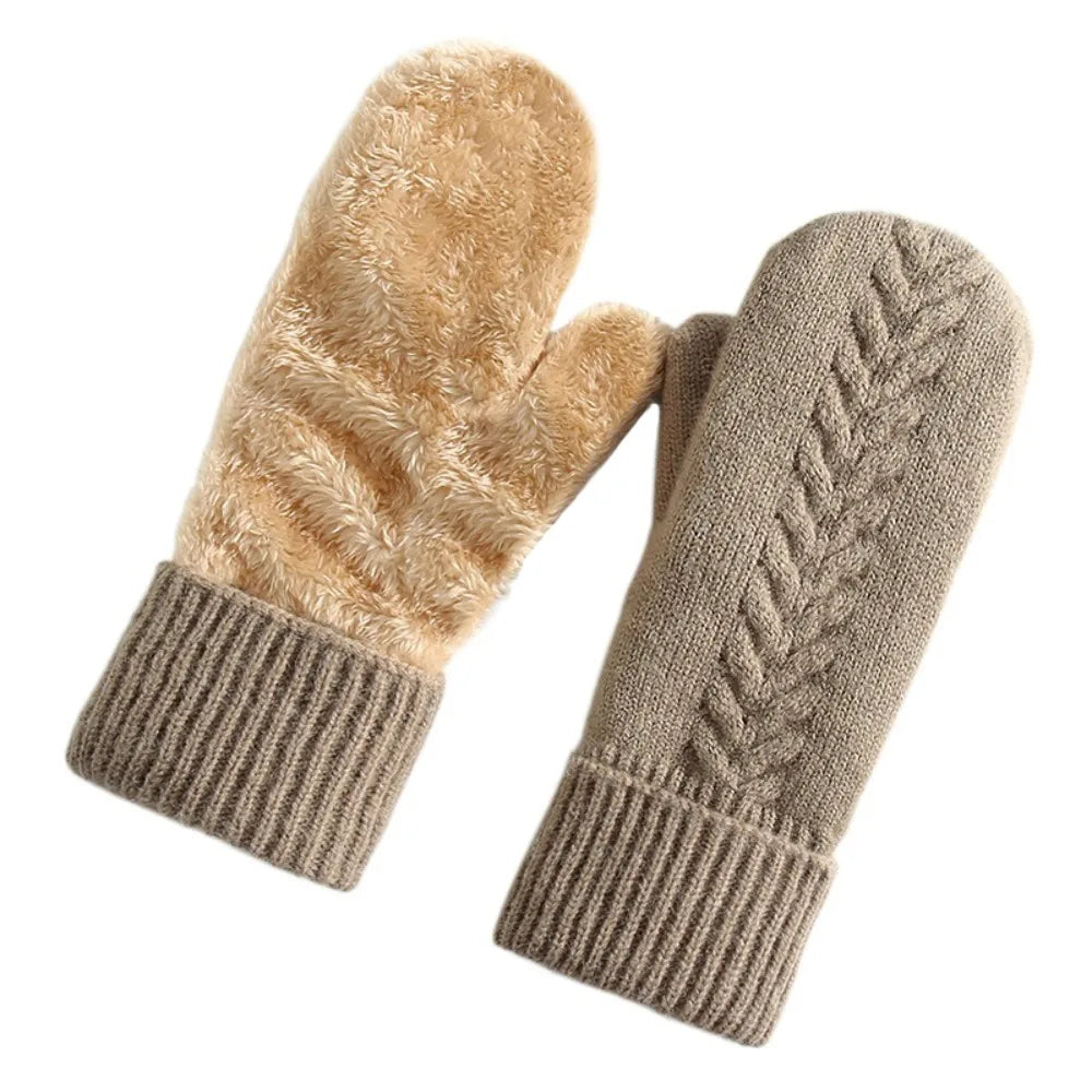 Double Layer Fleece Lined Winter Mittens