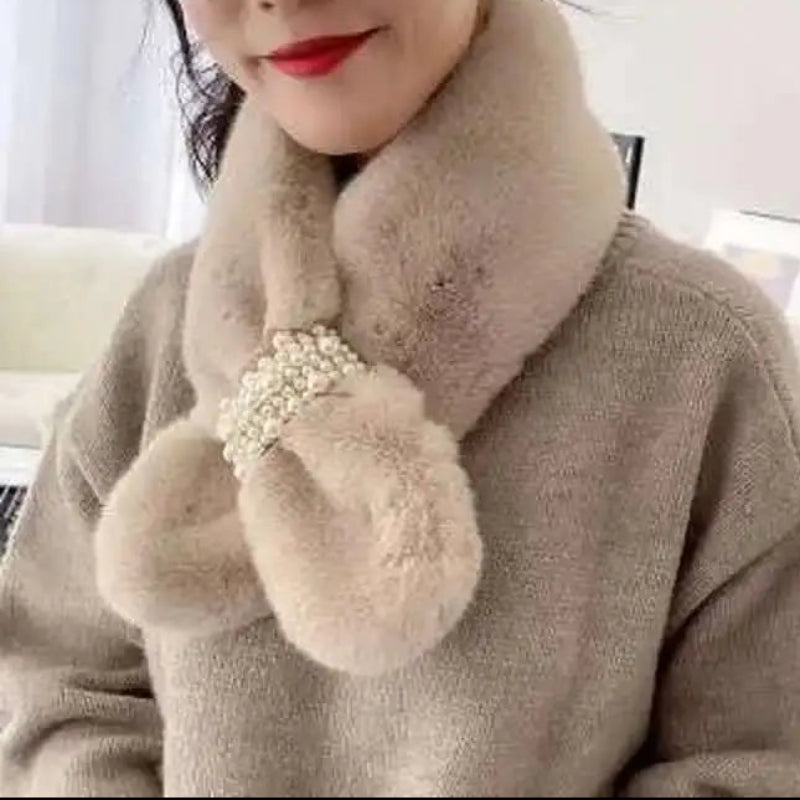 Luxury Faux Fur Pearl Winter Scarf