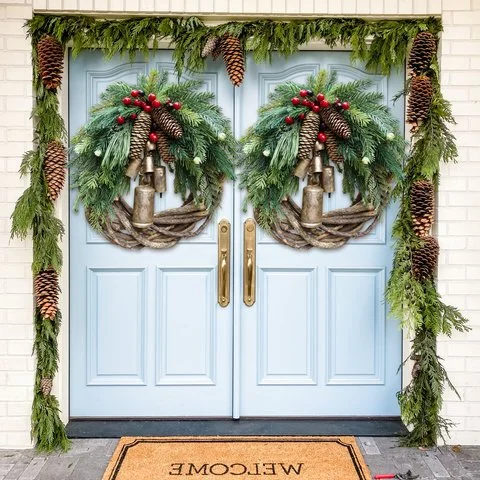 Farmhouse Christmas Wreath, Boho Wreath, Holiday