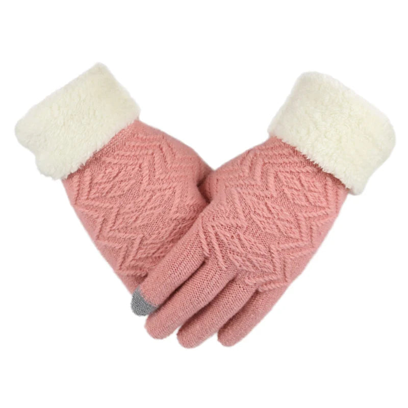 Plush Lined Touch Screen Knitted Gloves